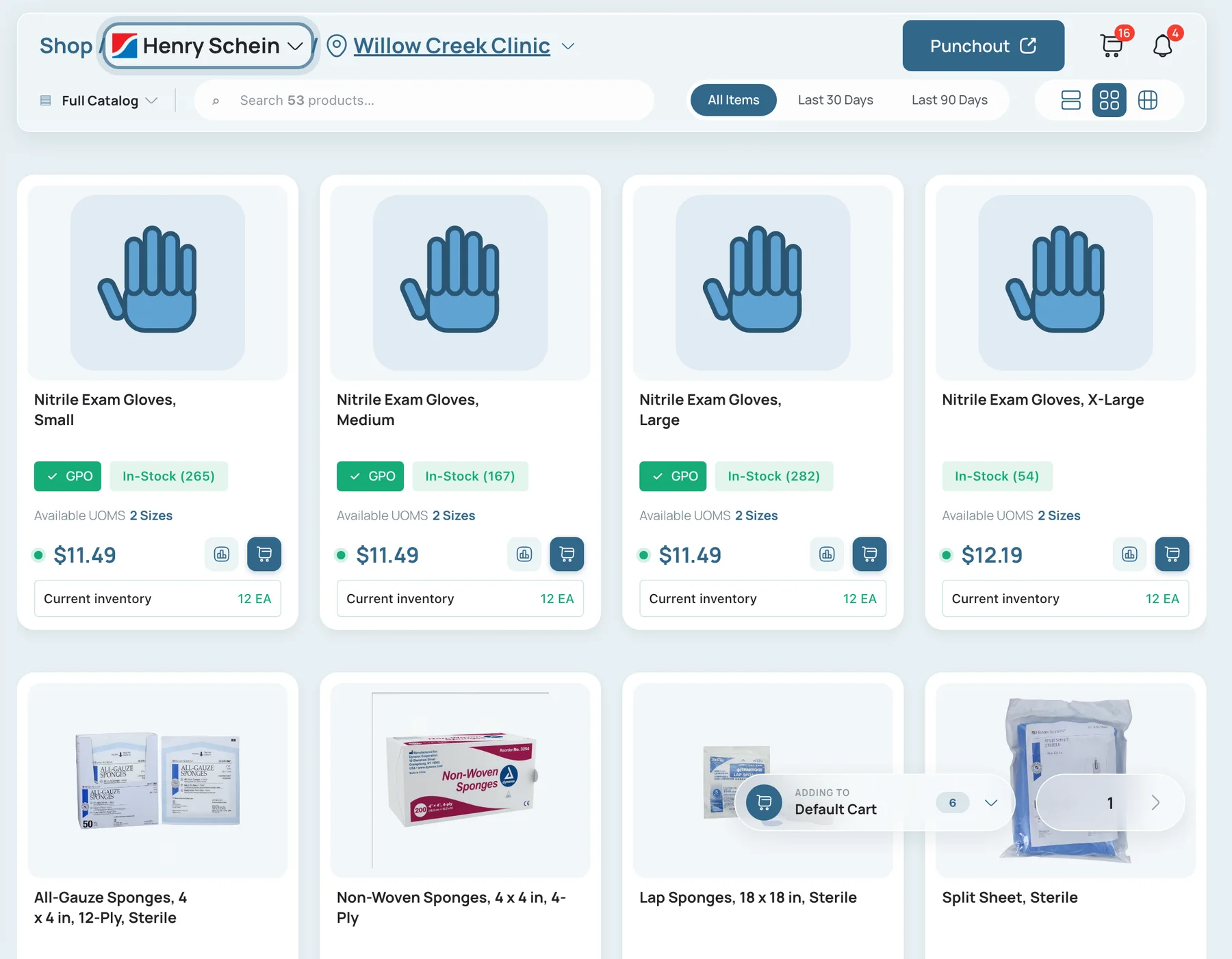 Pick the supplier and the location you are ordering for, then shop