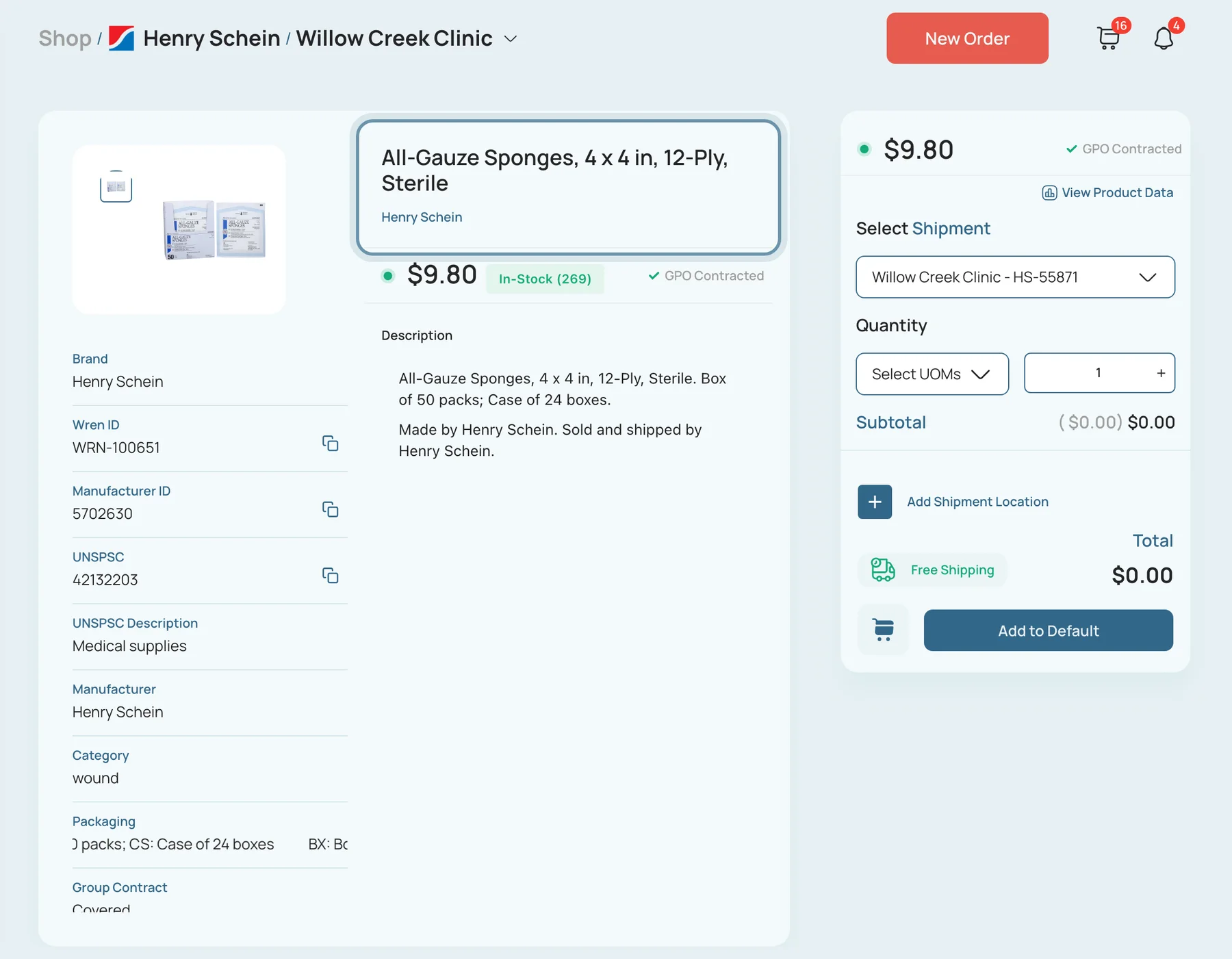 A product’s page: its details, price, stock and where to send it